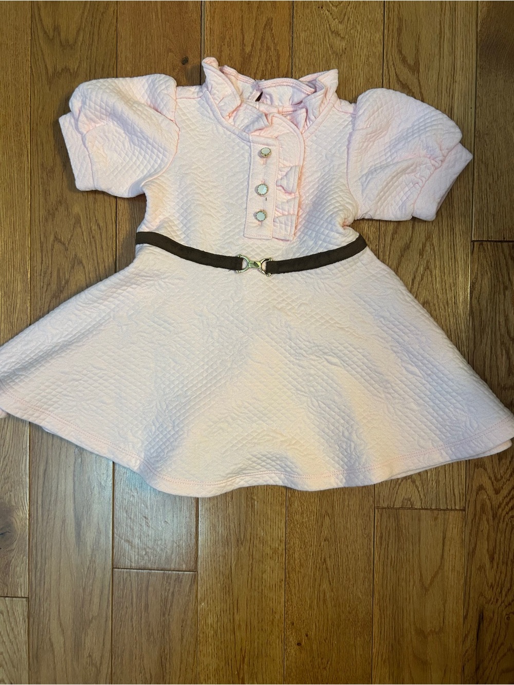 Janie and Jack Baby Girl Pink Quilted Party Dress 6-12M Belted